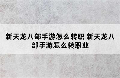 新天龙八部手游怎么转职 新天龙八部手游怎么转职业